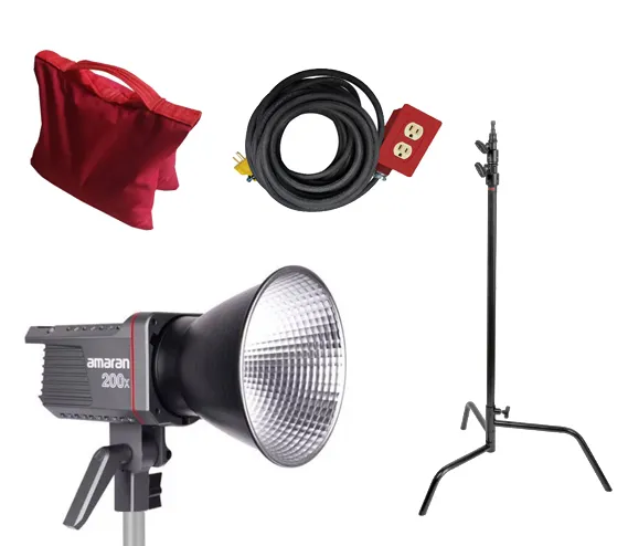 Lámpara Amaran 200X Bi-color con c-stand, sandbag y extensión
